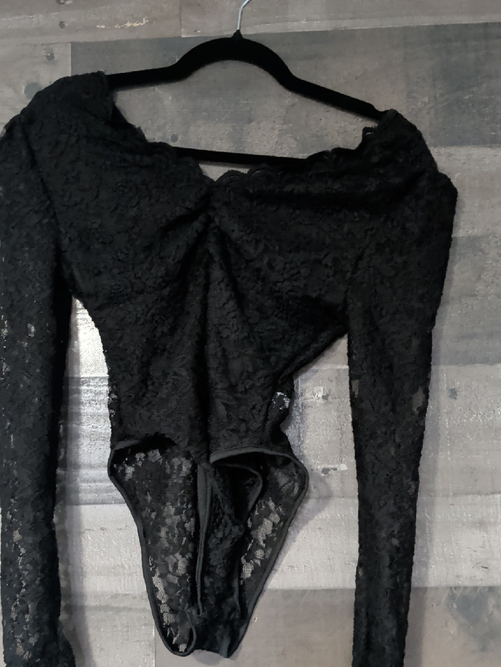 Black Lace Long Sleeve Bodysuit